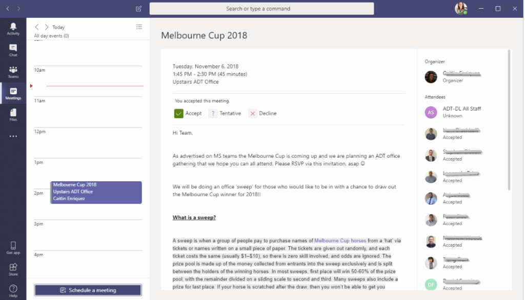 MS Teams Calendar